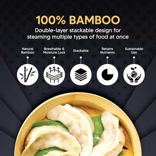 Helen's Asian Kitchen Bamboo Dim Sum Steamer Basket with Lid, 4 Inch (10 cm) 1-Tier | Authentic Asian Cooking thumbnail 4