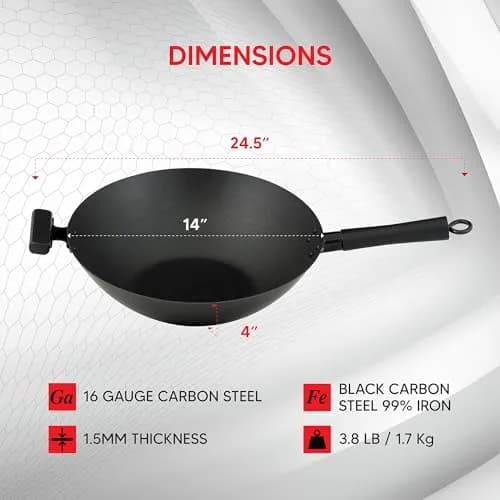Helen's Asian Kitchen Premium Excalibur Non-Stick Wok, 14-Inch Flat Bottom | Traditional Asian Cooking Performance thumbnail 4