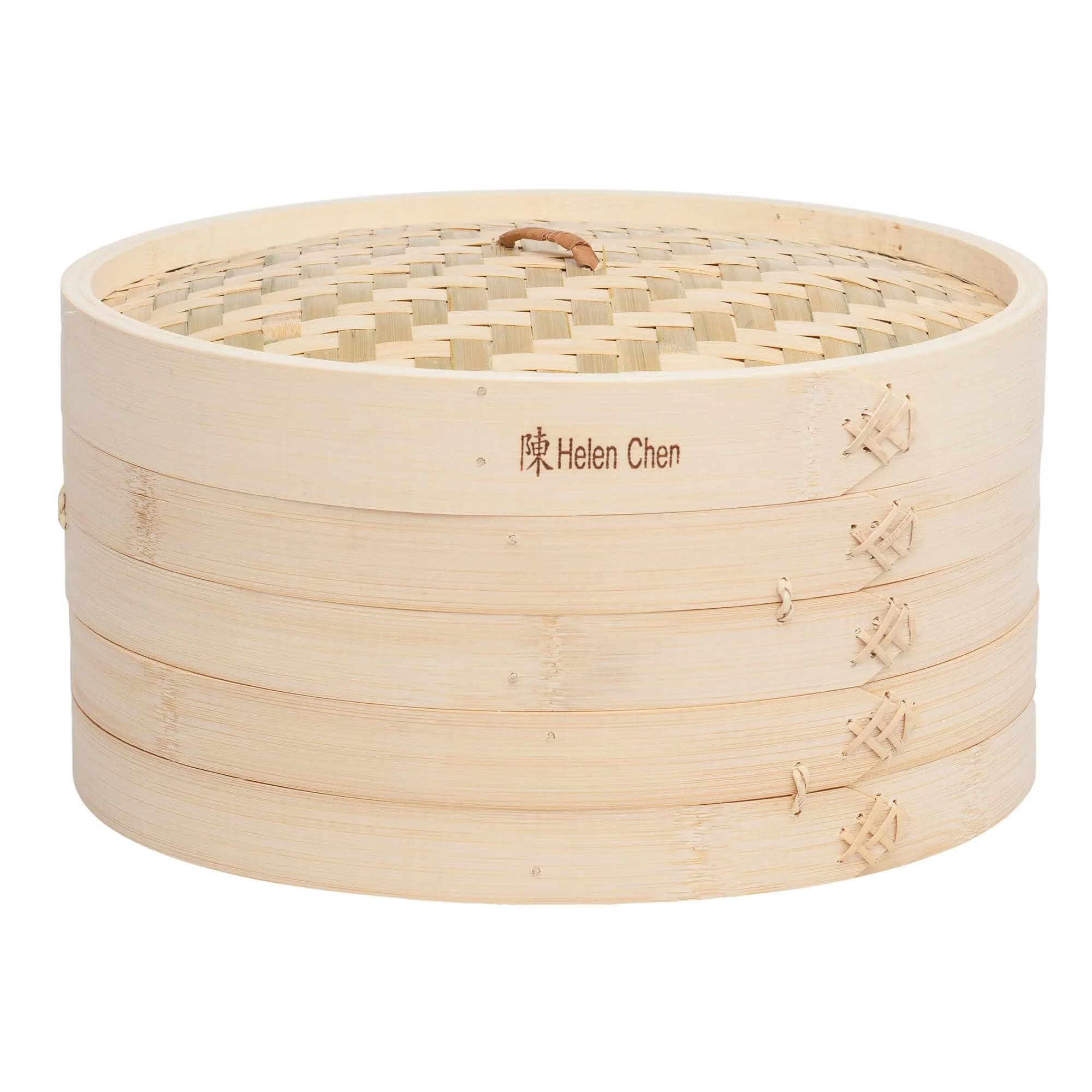 Helen's Asian Kitchen 12-Inch Bamboo Food Steamer with Lid | Natural Bamboo Steamer Basket for Dumplings, Dim Sum, Veggies, Fish, Meat