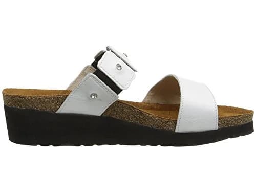 NAOT Ashley Wedge Sandal, White Leather, 40 EU/8.5-9 M US | Feminine slip-on with rhinestone accents thumbnail 2