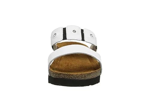 NAOT Ashley Wedge Sandal, White Leather, 40 EU/8.5-9 M US | Feminine slip-on with rhinestone accents thumbnail 3