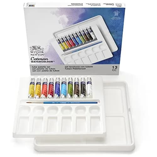 Winsor & Newton Cotman 12 Half Pan Watercolor Paint Set - 0.27 Fl Oz Travel Tin thumbnail 1