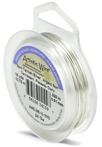 Artistic Wire 24 Gauge Silver Plated Copper Craft Wire 13.7m (45 yd) | Tarnish Resistant for Jewelry Making thumbnail 1