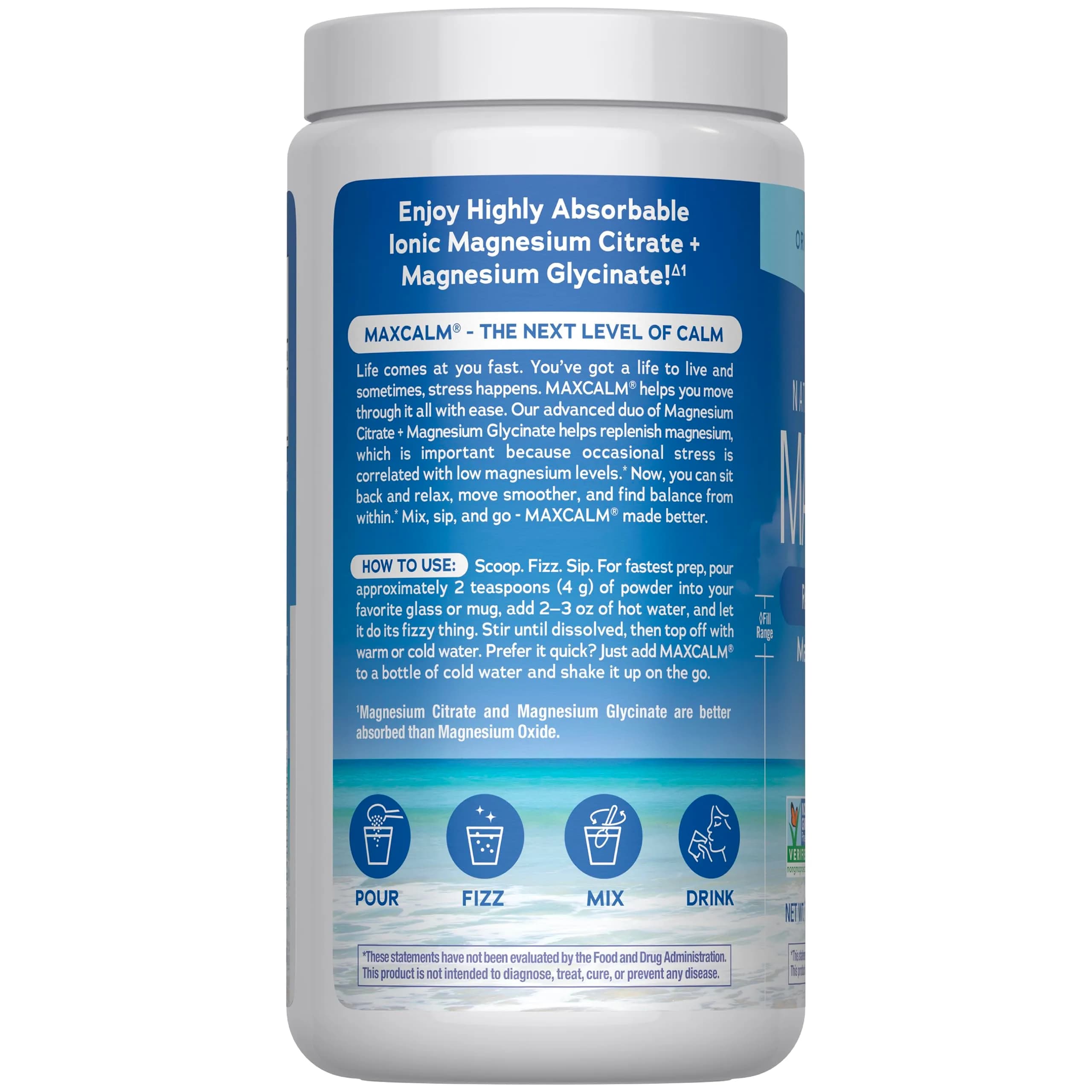 Natural Vitality Calm Magnesium Supplement Powder 16 oz (454 g) | Anti-Stress Drink Mix - view 2