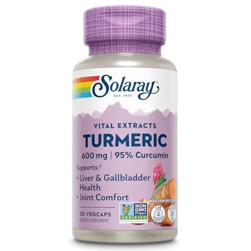 SOLARAY Turmeric Root Extract 600mg | 60 VegCaps (30 CT) | Supports Joints & Liver thumbnail 1