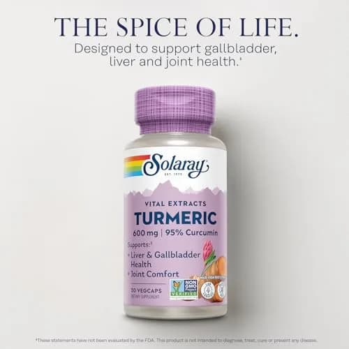 SOLARAY Turmeric Root Extract 600mg | 60 VegCaps (30 CT) | Supports Joints & Liver thumbnail 3