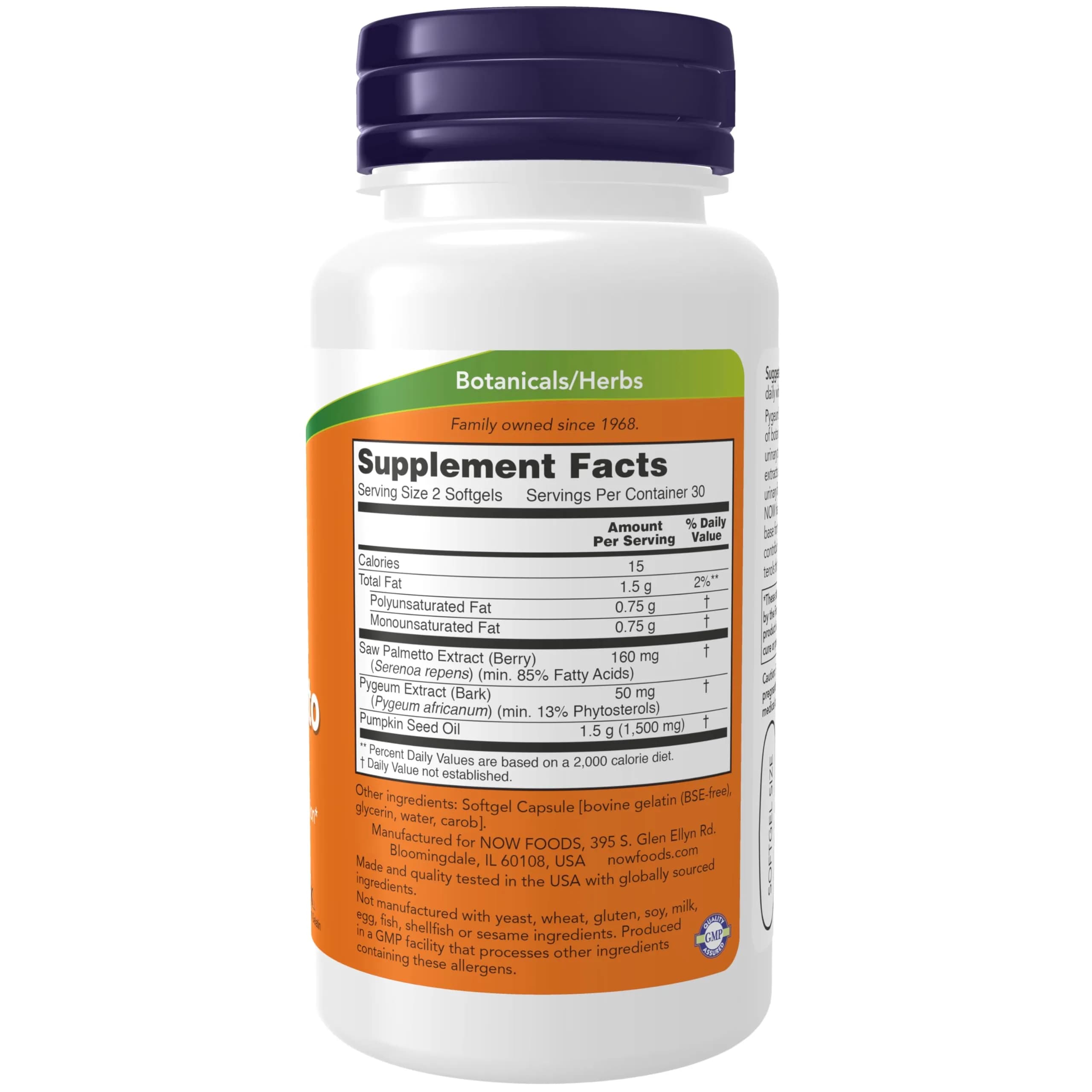 NOW Foods Pygeum & Saw Palmetto with Pumpkin Seed Oil Men's Health Softgels 60 Count | Supports Healthy Prostate Function - view 2