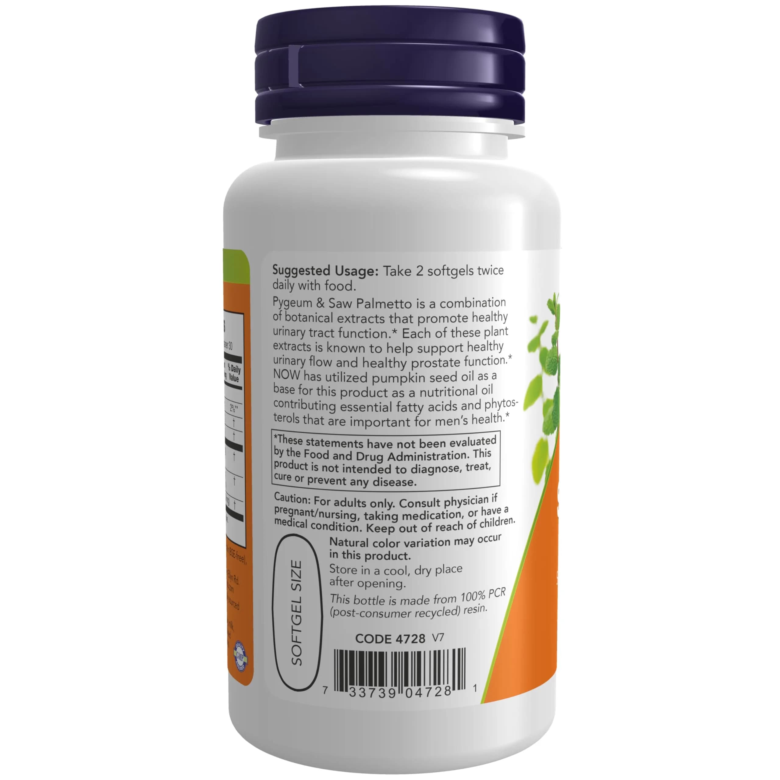 NOW Foods Pygeum & Saw Palmetto with Pumpkin Seed Oil Men's Health Softgels 60 Count | Supports Healthy Prostate Function - view 3