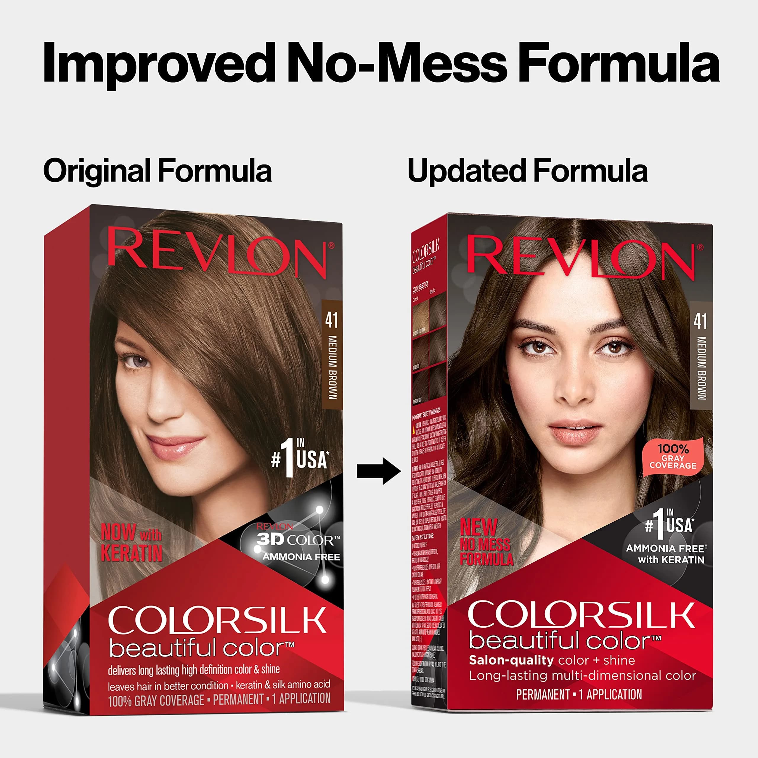Revlon Colorsilk Beautiful Color Permanent Hair Dye 44 Medium Reddish Brown | Ammonia-Free Gray Coverage - view 3