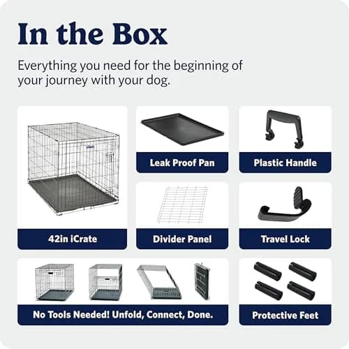 MidWest 42-Inch Single Door iCrate for Large Breeds 71-90 lbs | Durable Metal Wire Dog Crate with Divider & Leak-Proof Tray thumbnail 7