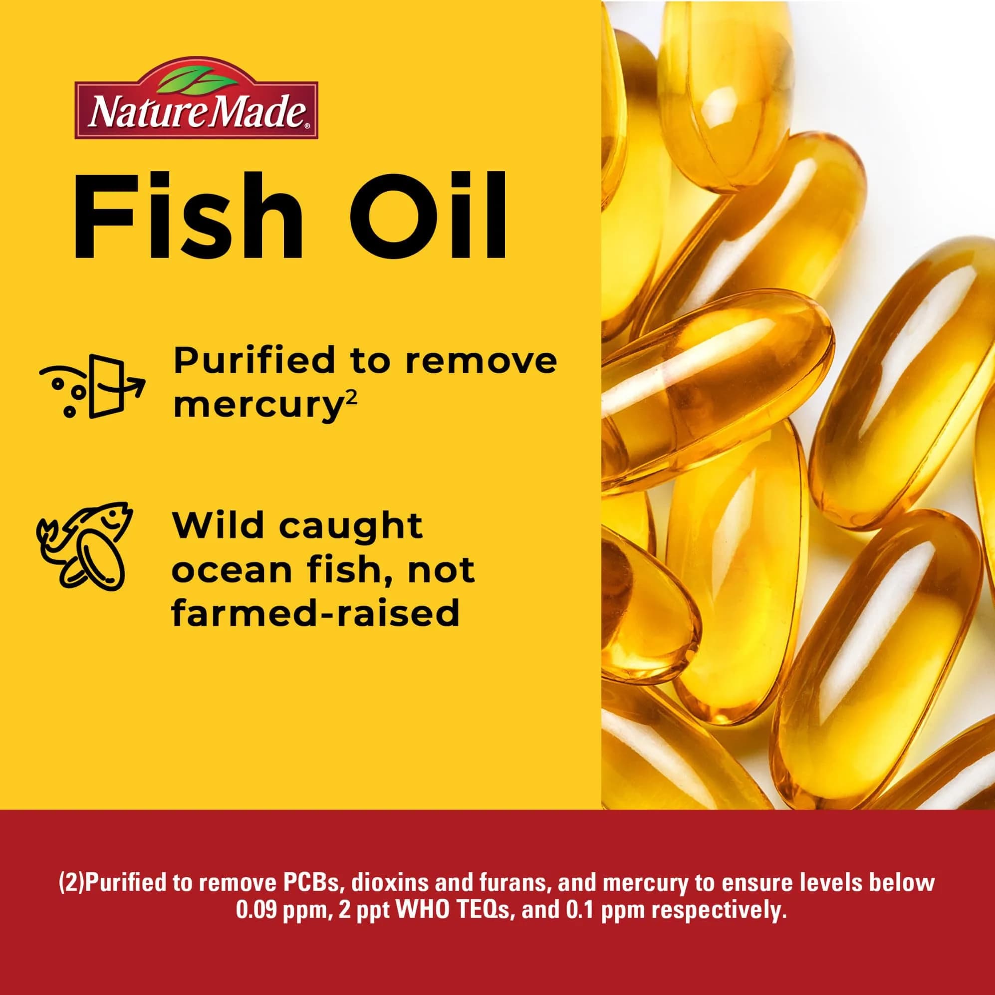 Nature Made Burp Less Fish Oil Omega 3 Supplements 1200 mg Softgels, 60 Count | Heart Health Support with EPA DHA - view 4