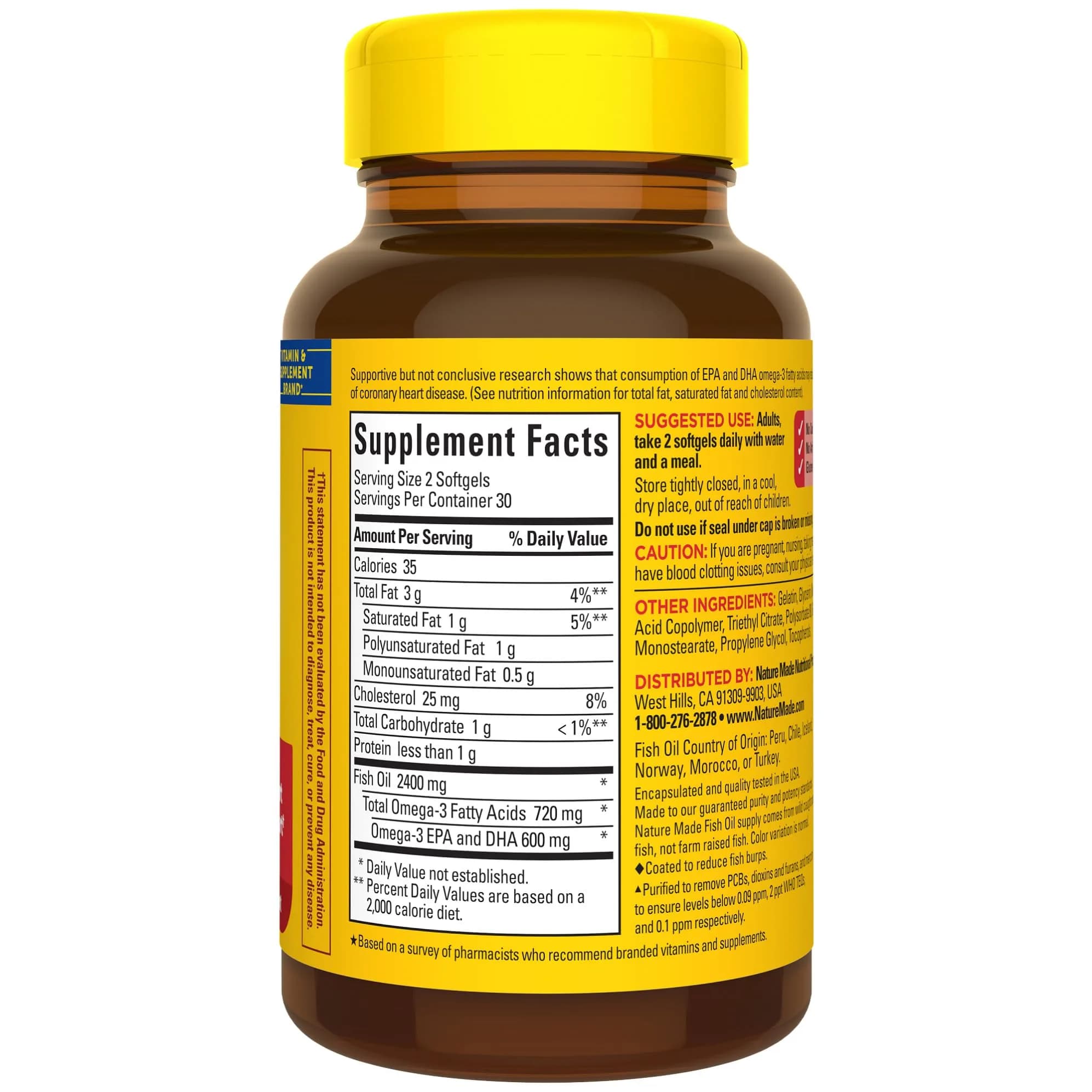 Nature Made Burp Less Fish Oil Omega 3 Supplements 1200 mg Softgels, 60 Count | Heart Health Support with EPA DHA - view 7