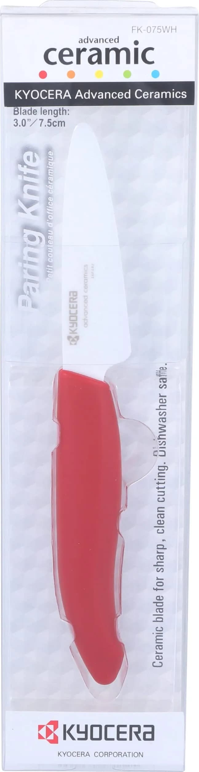 KYOCERA Revolution 3-inch Paring Ceramic Knife, Red Handle, White Blade | Ultra-Sharp, Long-Lasting Precision (70-120 chars)