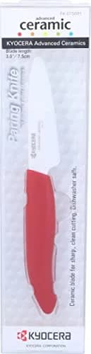 KYOCERA Revolution 3-inch Paring Ceramic Knife, Red Handle, White Blade | Ultra-Sharp, Long-Lasting Precision (70-120 chars) thumbnail 1