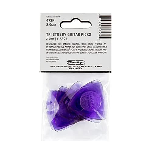 Jim Dunlop Tri Stubby Guitar Picks 2.0mm | Bright, Contoured Lexan Picks (6 Pack) thumbnail 5