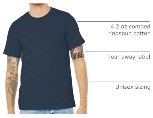 Bella + Canvas Unisex Jersey Short Sleeve Tee, Heather Navy, Large | Comfortable, Athletic Fit for Indian Climate thumbnail 3