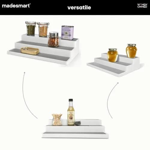 madesmart Three Tier Cabinet Shelf, White | Kitchen & Pantry Organizer with Non-slip & BPA-Free (14.75 x 9.75 x 3.50 in) thumbnail 5