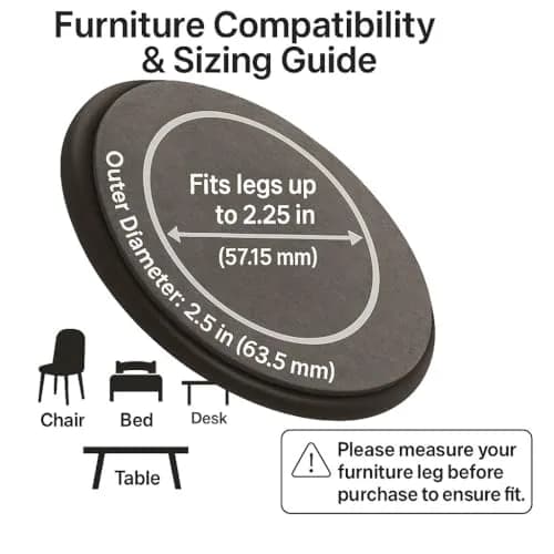 SOFTTOUCH 2-1/2" Round Reusable Carpet Bottom Furniture Caster Cups, 4-Pack, Brown | Protects Floors from Scratches & Noise thumbnail 7