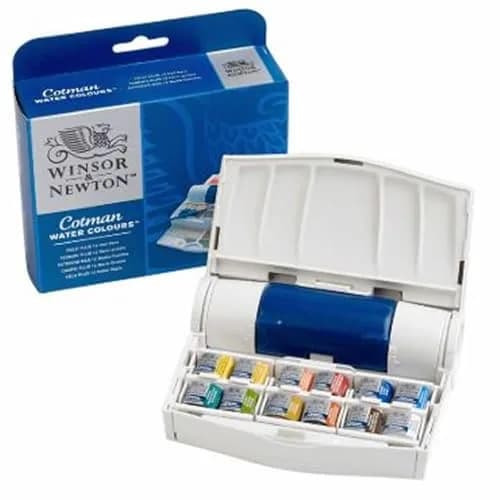 Winsor & Newton Cotman Watercolor Paint Set 12 Half Pan Field Travel Set | Artist Grade Watercolors for Outdoor Sketching thumbnail 1