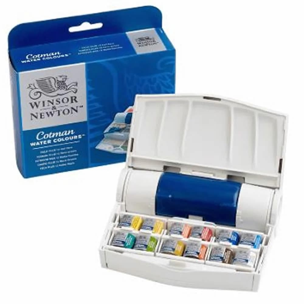 Winsor & Newton Cotman Watercolor Paint Set 12 Half Pan Field Travel Set | Artist Grade Watercolors for Outdoor Sketching — multicolored