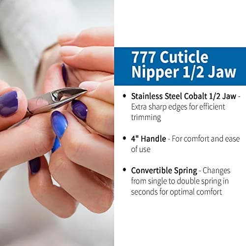 Mehaz Cuticle Nipper 777 1/2 Jaw Stainless Steel Cobalt 4" Handle | Precise Nail Trimming Tool thumbnail 3