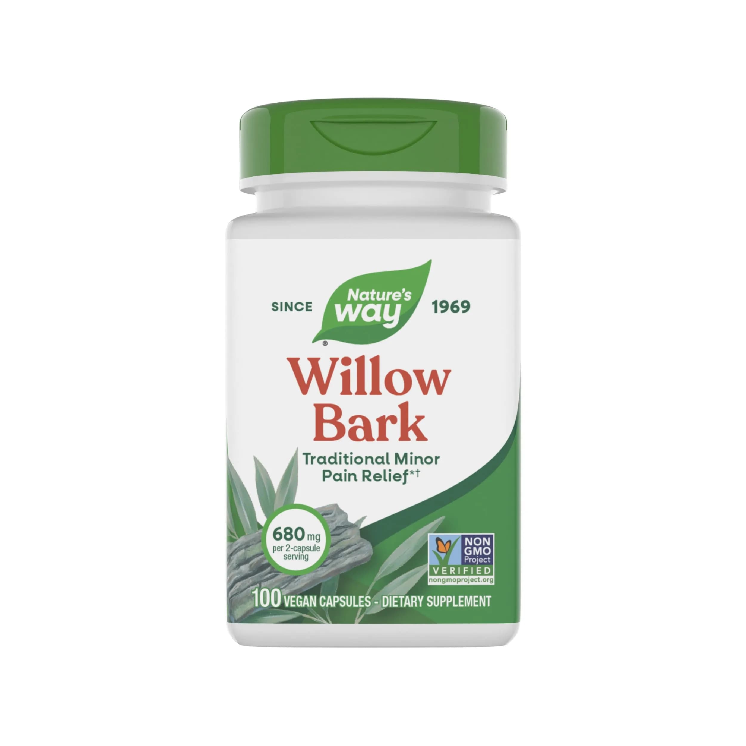 Nature's Way Willow Bark 680 mg Vegan Capsules | Traditional Minor Pain Relief Supplement 100 Count