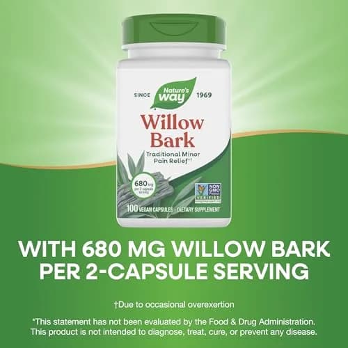 Nature's Way Willow Bark 680 mg Vegan Capsules | Traditional Minor Pain Relief Supplement 100 Count thumbnail 4