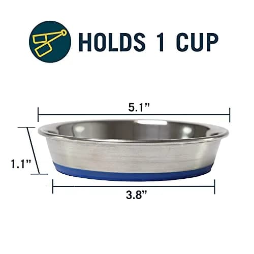 Our Pets DuraPet Stainless Steel Non-Slip Cat Bowl 1 Cup (5.3" x 5.3" x 1.1") | Whisker-Friendly & Dishwasher Safe thumbnail 3