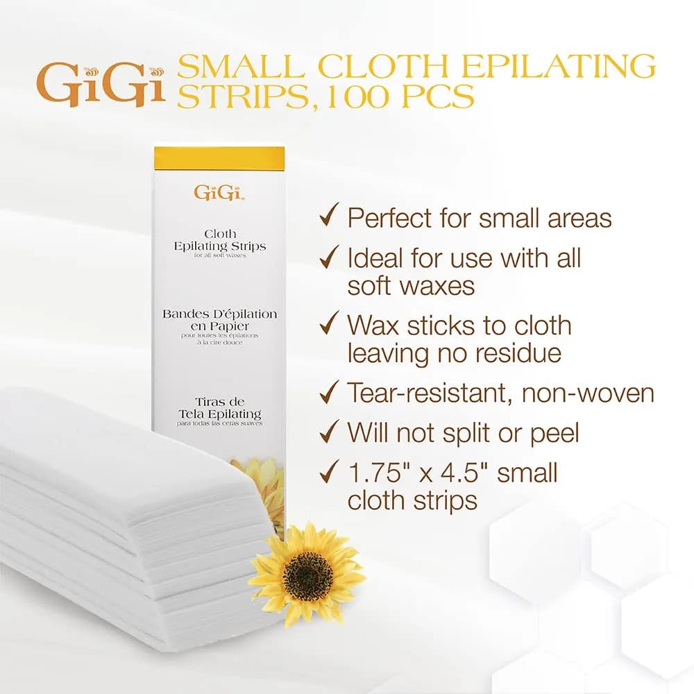 GiGi Wax Strips Non Woven for Hair Removal - Small Cloth Epilating Waxing Strips for Face and Bikini Line, 100 Strips - view 2