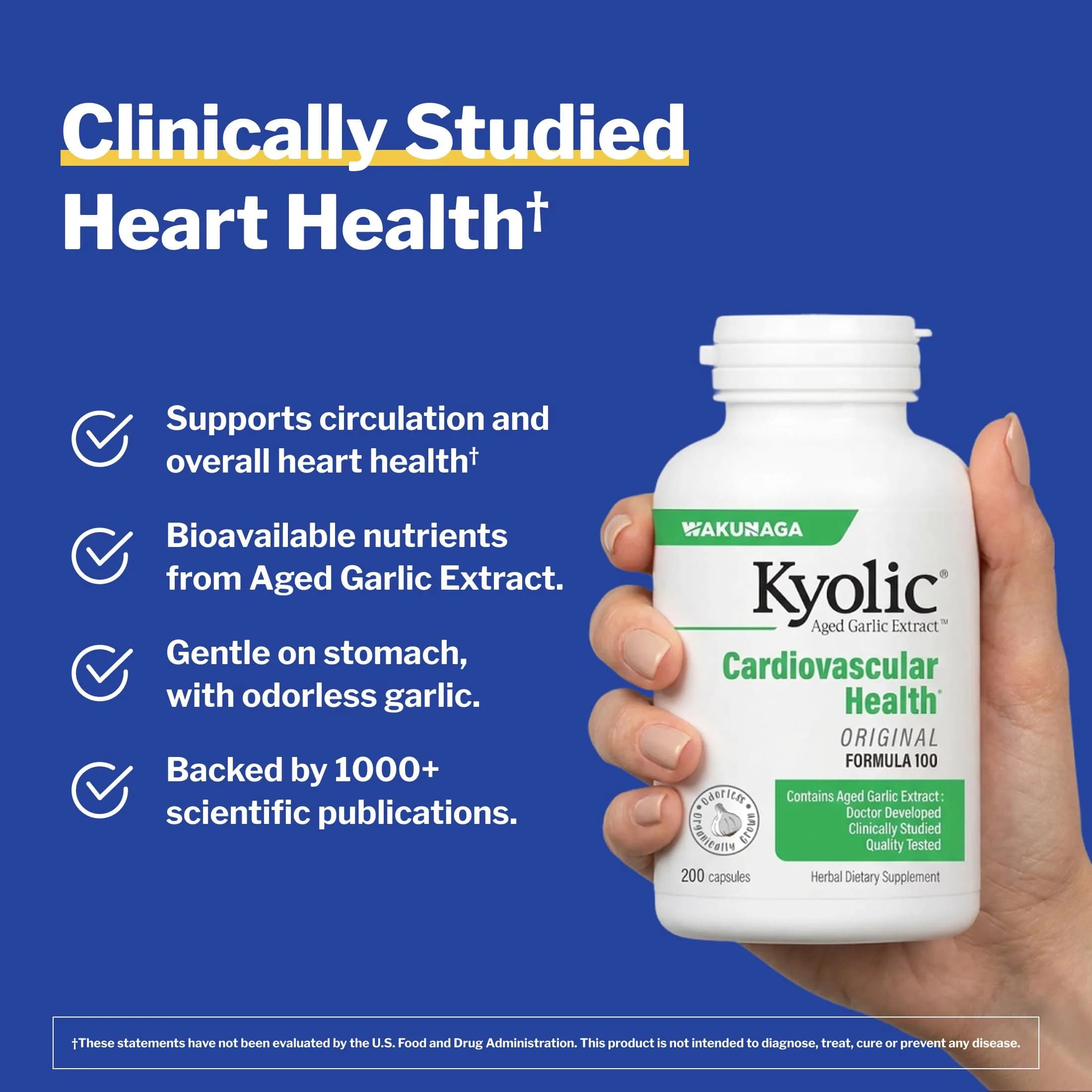 Kyolic Aged Garlic Extract Cardiovascular Health Formula 100, 200 Capsules | Supports Circulatory Function with 1200 mg Aged Garlic Extract Daily - view 2