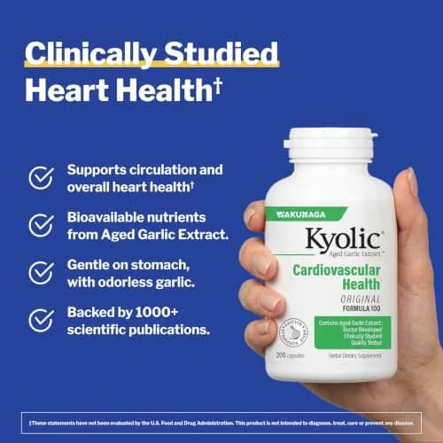 Kyolic Aged Garlic Extract Cardiovascular Health Formula 100, 200 Capsules | Supports Circulatory Function with 1200 mg Aged Garlic Extract Daily thumbnail 2