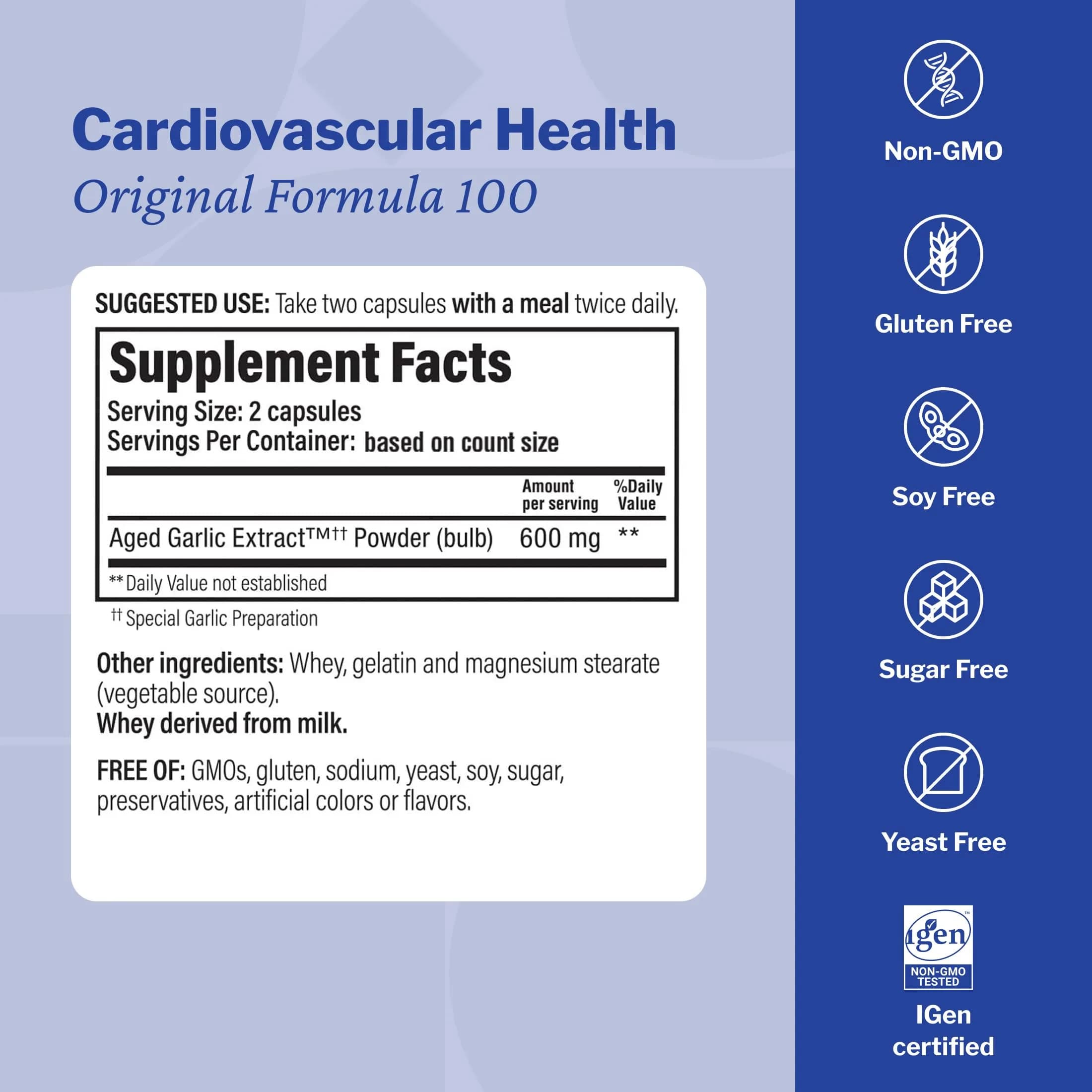 Kyolic Aged Garlic Extract Cardiovascular Health Formula 100, 200 Capsules | Supports Circulatory Function with 1200 mg Aged Garlic Extract Daily - view 3