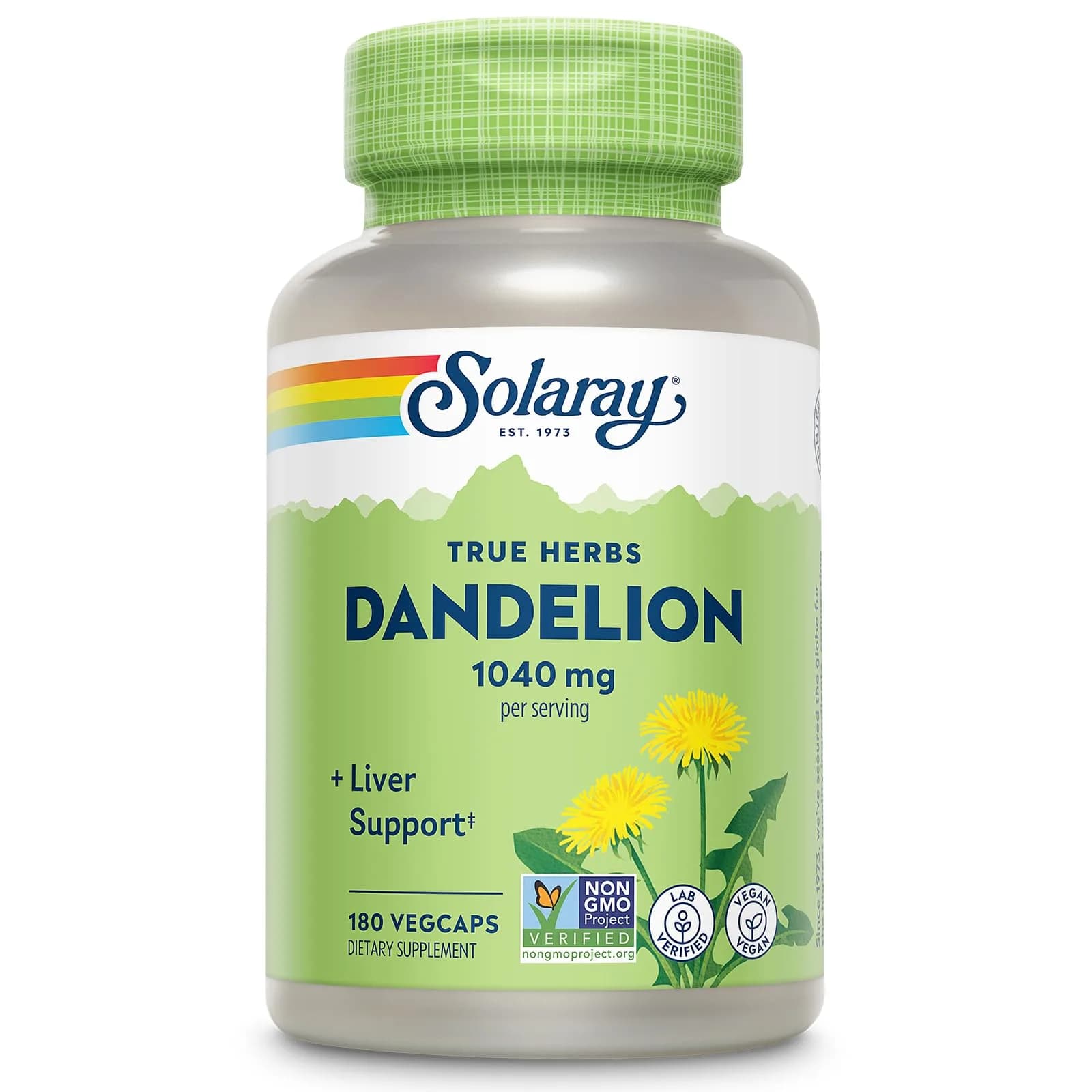 Solaray Dandelion Root 1040 mg (180 Count) | Liver, Kidney & Digestion Support | Non-GMO, Vegan - main product image