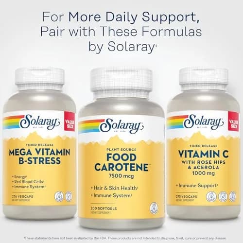 SOLARAY Food Carotene 7500mcg (25000 IU) | Vitamin A Supplement for Eyes & Skin, Plant Sourced, 200 Softgels thumbnail 6