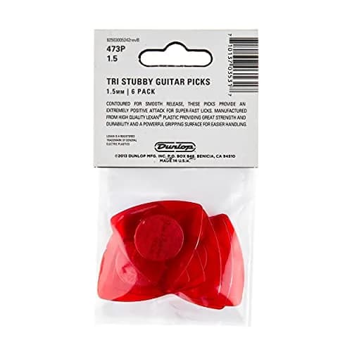 Jim Dunlop Tri Stubby Pick 1.50MM | Bright, Contoured Lexan Guitar Pick with Non-Slip Grip thumbnail 5
