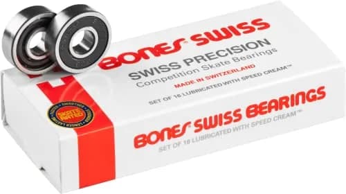 Bones Swiss Skate Bearings (7mm, 16 Pack) | Swiss Precision, Skate Rated, Removable Rubber Shield thumbnail 1