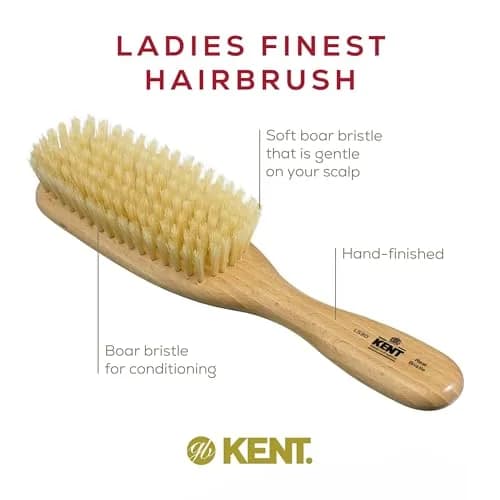 KENT LS9D Satinwood Boar Bristle Hair Brush for Thin Hair | Ergonomic, Soft, Made in England thumbnail 4
