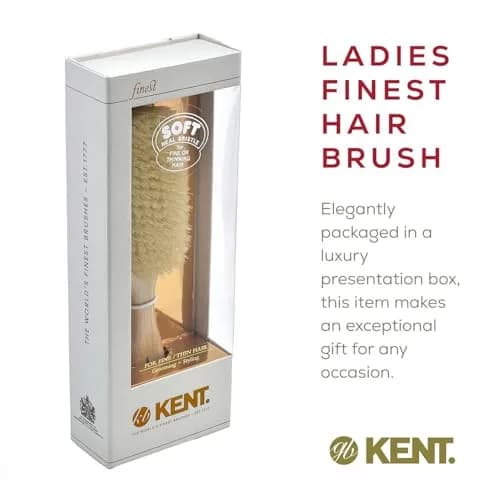 KENT LS9D Satinwood Boar Bristle Hair Brush for Thin Hair | Ergonomic, Soft, Made in England thumbnail 6
