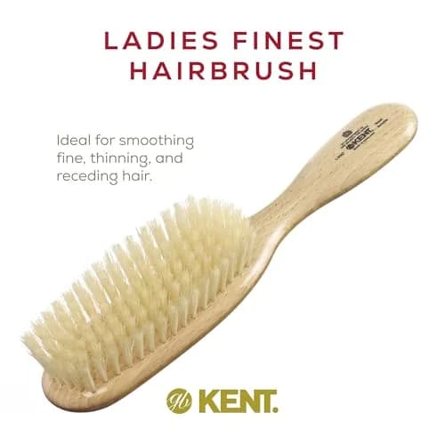 KENT LS9D Satinwood Boar Bristle Hair Brush for Thin Hair | Ergonomic, Soft, Made in England thumbnail 7