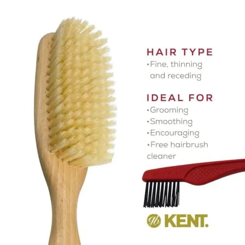 KENT LS9D Satinwood Boar Bristle Hair Brush for Thin Hair | Ergonomic, Soft, Made in England thumbnail 2