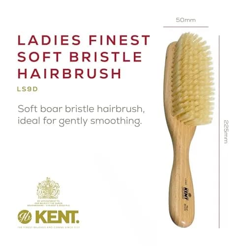 KENT LS9D Satinwood Boar Bristle Hair Brush for Thin Hair | Ergonomic, Soft, Made in England thumbnail 3