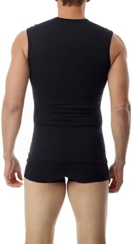 Underworks Cotton Concealer Compression Muscle Shirt Top, Large, Black | Supportive Fit for Active Men thumbnail 2