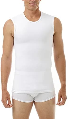 Underworks Cotton Concealer Compression Muscle Shirt Top, Large, White | Support & Fit for Active Men thumbnail 1