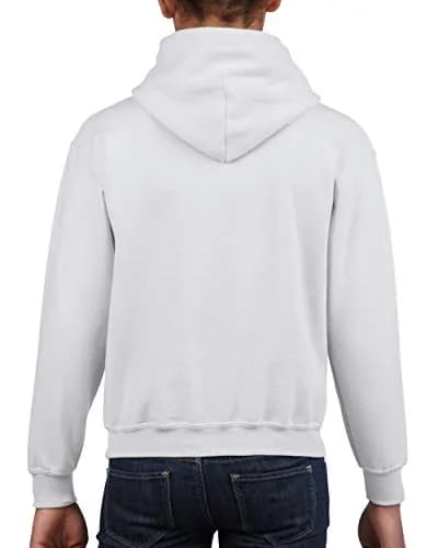 Gildan Heavy Blend Hooded Sweatshirt | 50/50 Cotton-Polyester, White, Youth Large thumbnail 2