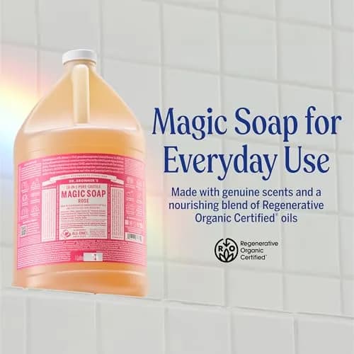 Dr. Bronner's Rose Pure-Castile Liquid Soap 237ml (8 Fl Oz) | 18-in-1 Uses: Body Wash, Hand Soap, Shampoo, Laundry & More thumbnail 2