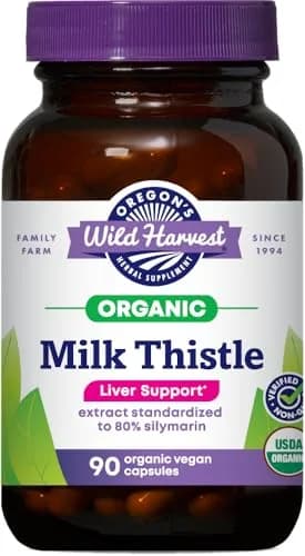 Oregon's Wild Harvest Organic Milk Thistle 90 Count | USDA Certified Herbal Supplement for Liver & Detox thumbnail 1