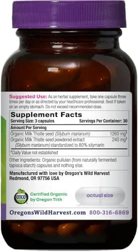 Oregon's Wild Harvest Organic Milk Thistle 90 Count | USDA Certified Herbal Supplement for Liver & Detox thumbnail 2