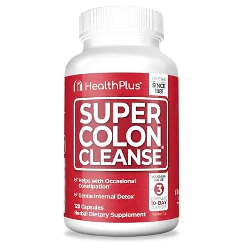 Health Plus Super Colon Cleanse 120 Capsules | Gentle Gut Cleanse Detox with Psyllium Husk & Probiotics thumbnail 1