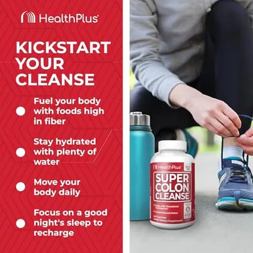 Health Plus Super Colon Cleanse 120 Capsules | Gentle Gut Cleanse Detox with Psyllium Husk & Probiotics thumbnail 2