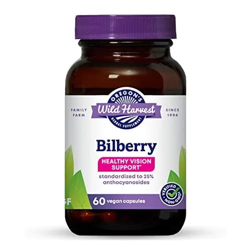 Oregon's Wild Harvest Bilberry Herbal Supplement Vegan Capsules 60 Count | Supports Healthy Vision thumbnail 1